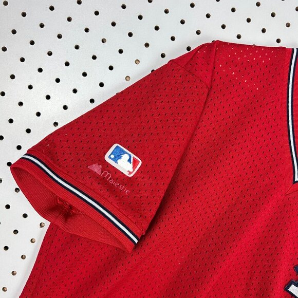 St Louis Cardinals Vintage Jersey Sz Large Red Mesh 90s‎ Majestic Stitched Logo - Picture 3 of 6